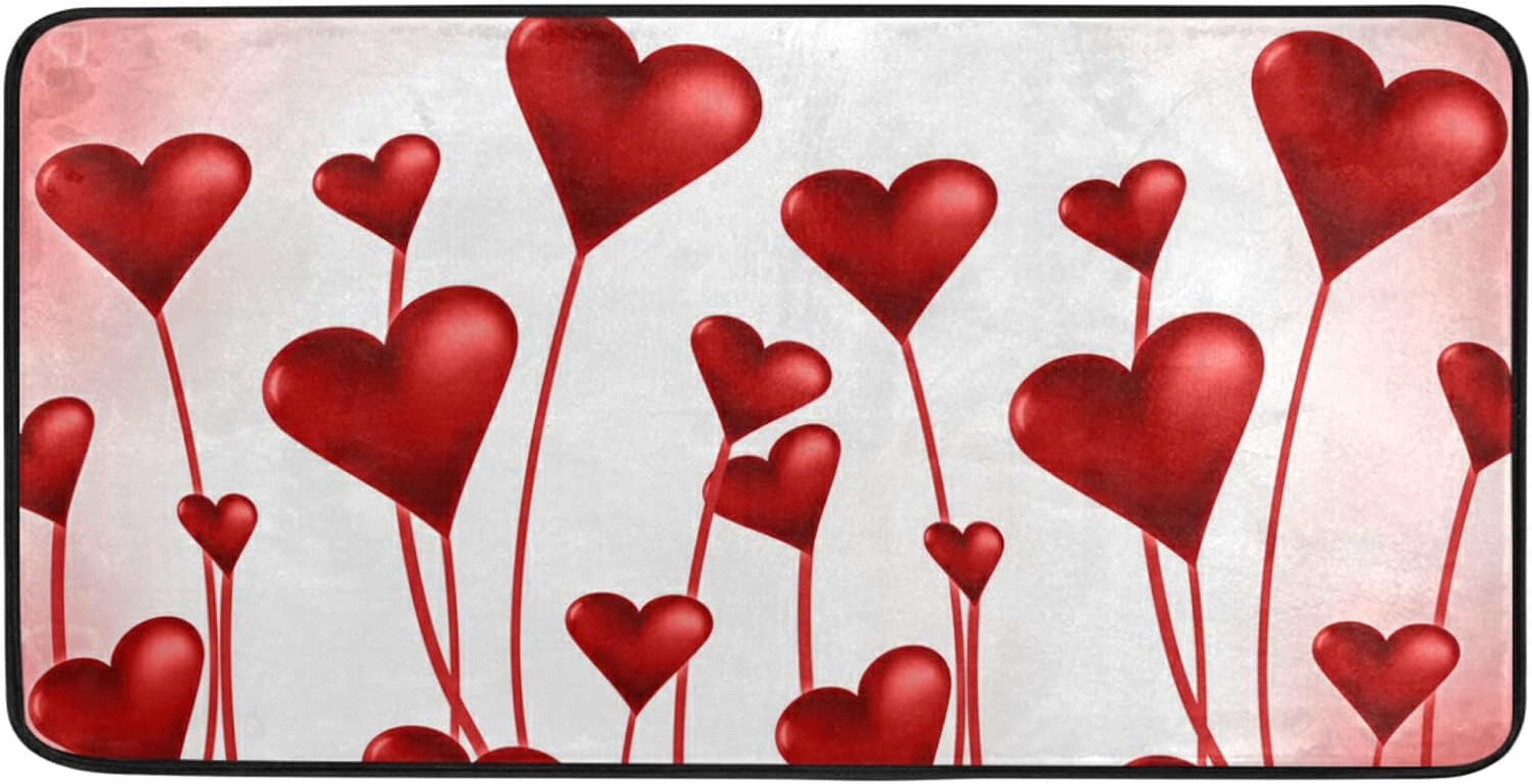 SKYSONIC Valentine's Day Love Heart Kitchen Rug NonSlip Bath Rug