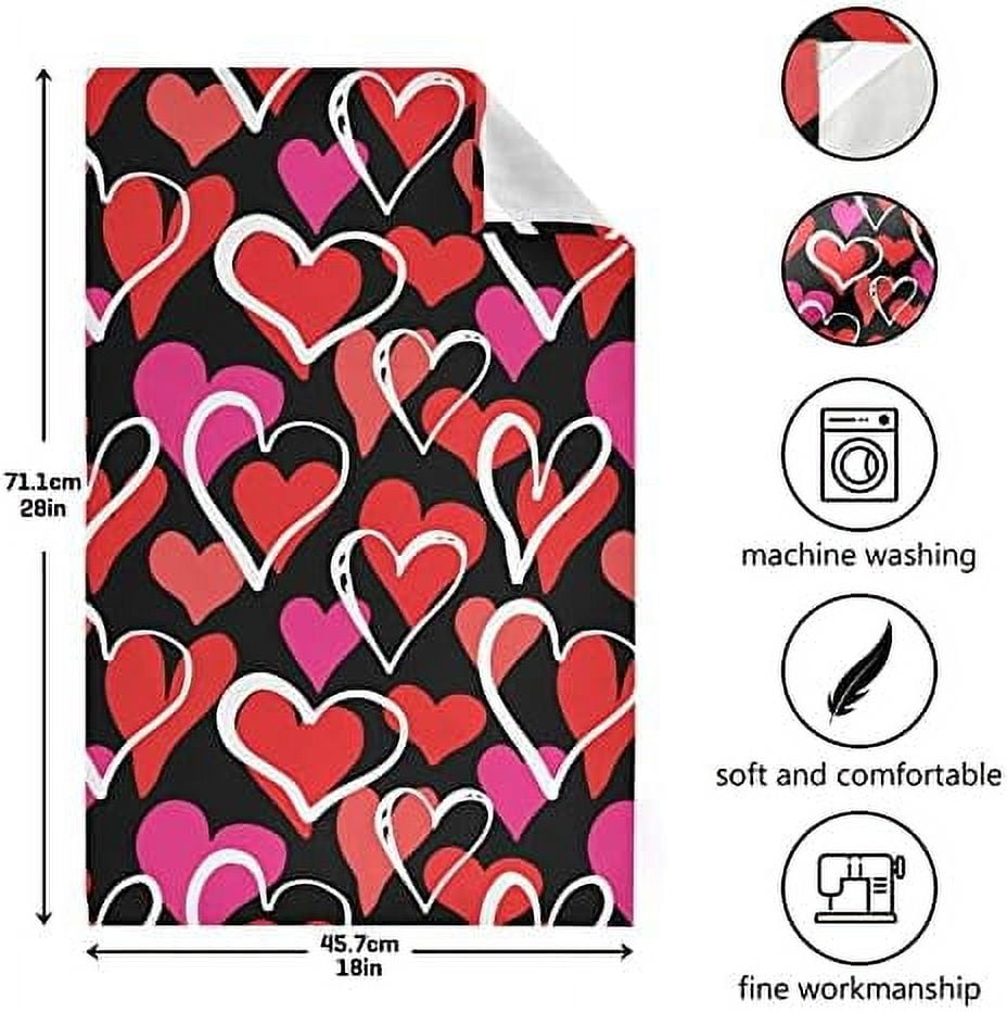 SKYSONIC Valentine's Day Love Heart Kitchen Towel Set of 1, Super Soft