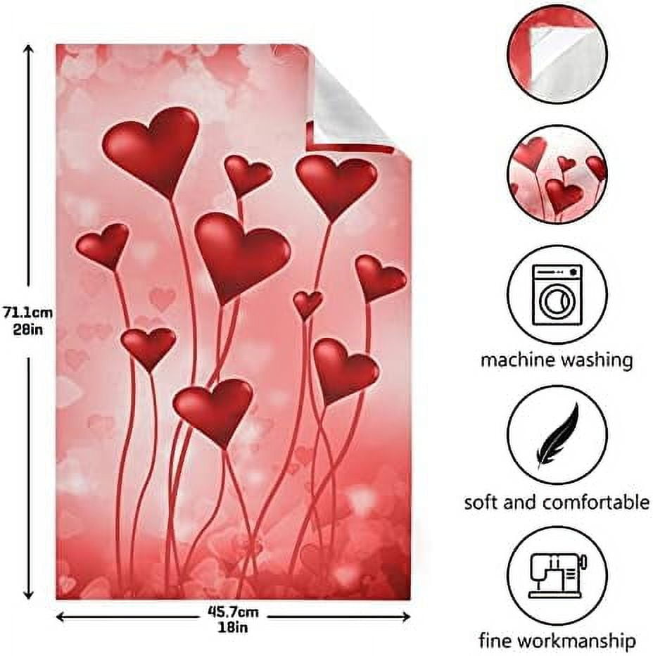 SKYSONIC Valentine's Day Love Heart Kitchen Towel Set of 1, Super Soft