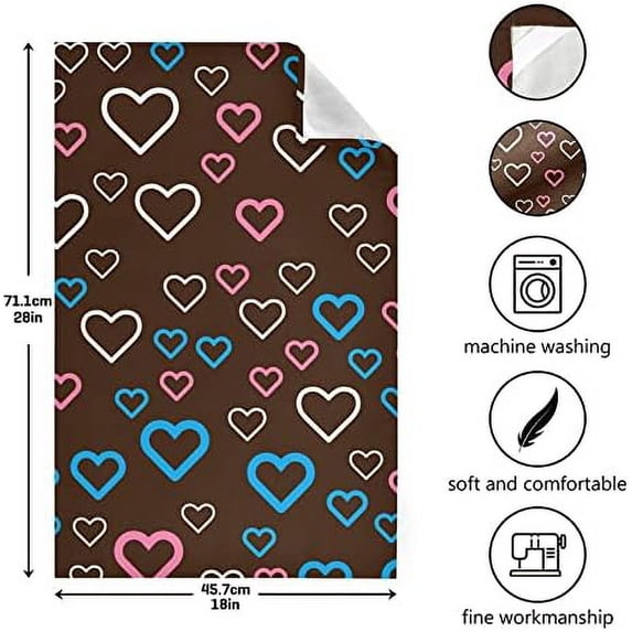 SKYSONIC Valentine's Day Love Heart Kitchen Towel Set of 1, Super Soft Absorbent Hand Towel Tea Towel Home Restaurant Tableware Cleaning Rag for Kitchen, Hotel, Beach, Bathroom, Gym, etc.
