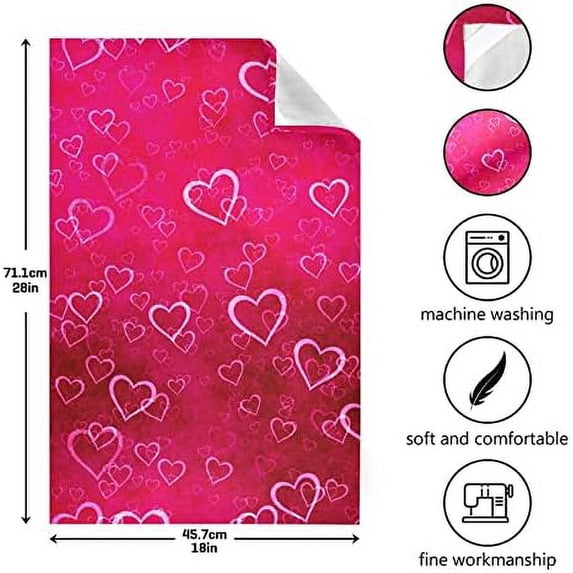 SKYSONIC Valentine's Day Love Heart Kitchen Towel Set of 1, Super Soft Absorbent Hand Towel Tea Towel Home Restaurant Tableware Cleaning Rag for Kitchen, Hotel, Beach, Bathroom, Gym, etc.