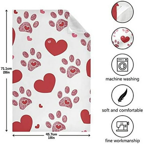 SKYSONIC Valentine's Day Love Heart Kitchen Towel Set of 4, Super Soft Absorbent Hand Towel Tea Towel Home Restaurant Tableware Cleaning Rag for Kitchen, Hotel, Beach, Bathroom, Gym, etc.