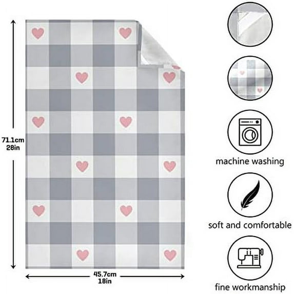 SKYSONIC Valentine's Day Love Heart Kitchen Towel Set of 4, Super Soft Absorbent Hand Towel Tea Towel Home Restaurant Tableware Cleaning Rag for Kitchen, Hotel, Beach, Bathroom, Gym, etc.