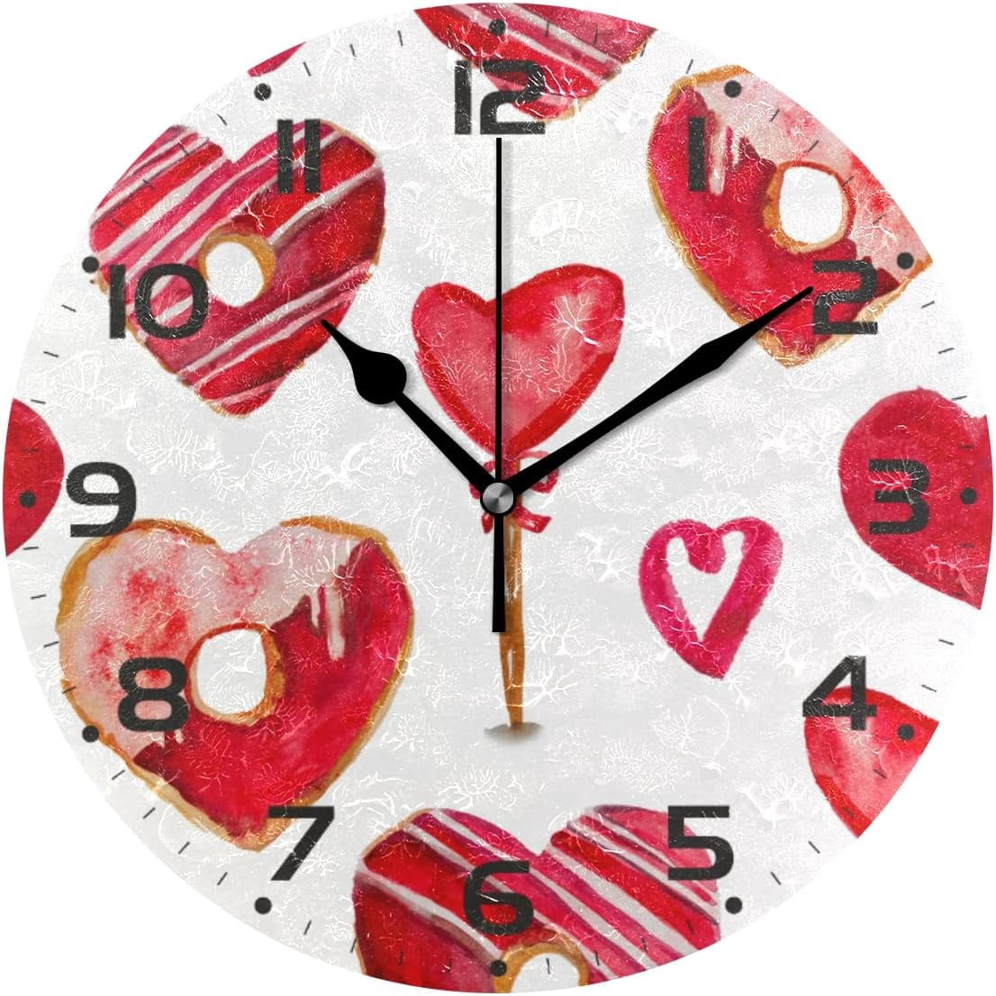 SKYSONIC Valentine's Day Love Heart Wall Clock 10 Inch Silent Non ...