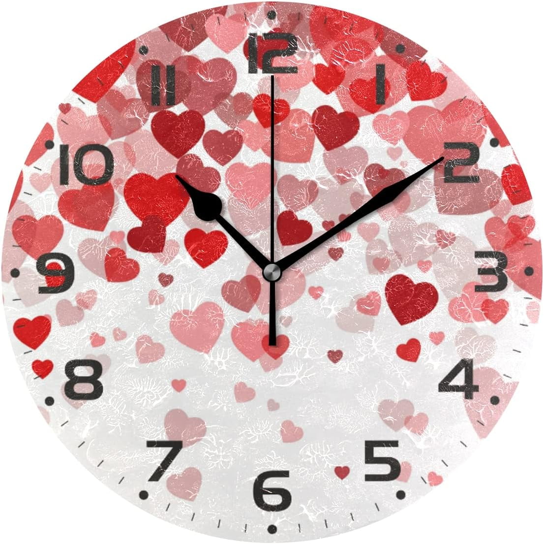 SKYSONIC Valentine's Day Red Heart Wall Clock 10 Inch Silent Non