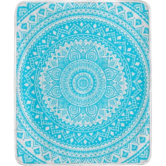 SKYSONIC Velvet Plush Throw Thermal Blanket 4 x 5 FT Beautiful Indian Ornament Flannel Fleece Blanket for Women Kids Couch Bed Sofa Car