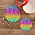 thumbnail image 1 of SKYSONIC Vibrant Rainbow 3D Wavy Trivet Round Hot Pads, Set of 2 Striped Bling Pot Holder Heat Resistant Trivets Cotton Thread Weave Trivet Mats for Kitchen Counter Hot Dishes Pot Teapot Table Decor, 1 of 7