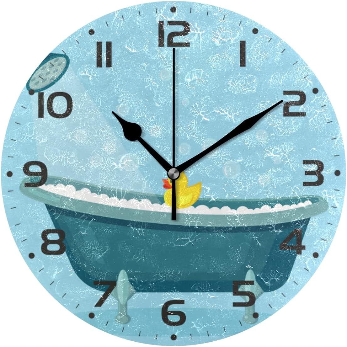 SKYSONIC Vintage Bathtub Wall Clock 10 Inch Silent Non Ticking Round