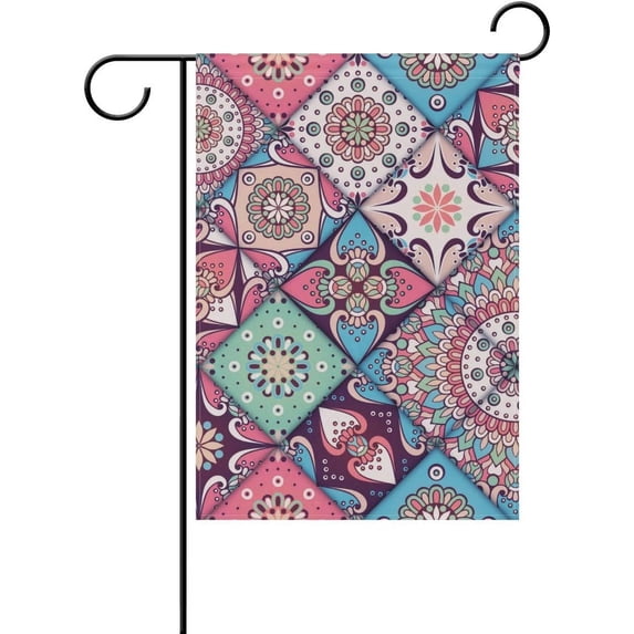 SKYSONIC Vintage Ethnic Elements Double-Sided Printed Garden House Sports Flag - 12x18in Polyester Decorative Flags for Courtyard Garden Flowerpot