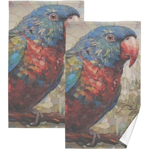SKYSONIC Vintage Parrot Tree Hand Towels, 2 PCS, 16"x28", Cotton Bath Towel Water Absorbent Lightweight Quickdry Towels for Bathroom Ktichen Travel Gym