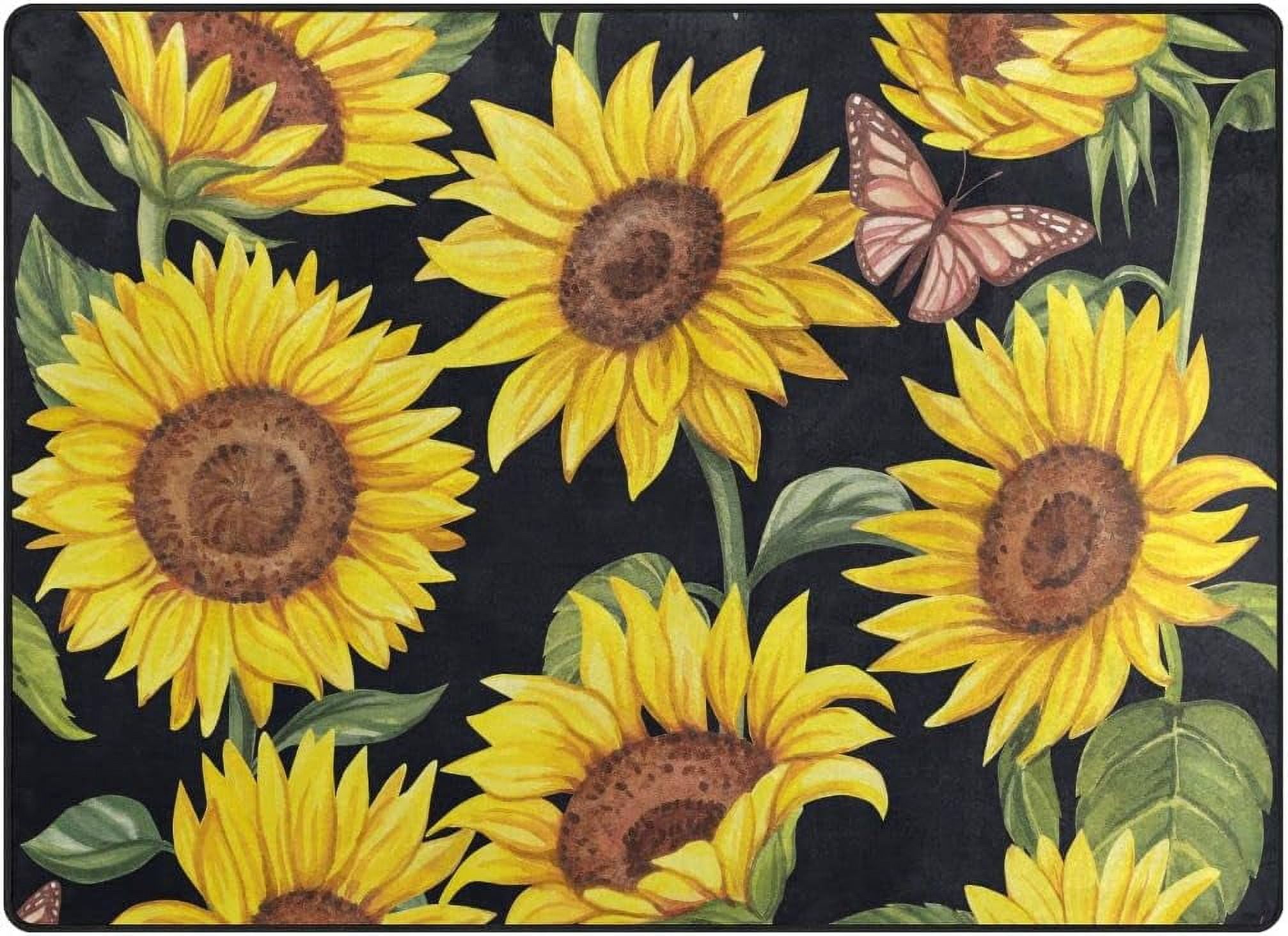 SKYSONIC Vintage Sunflowers Area Rug 80