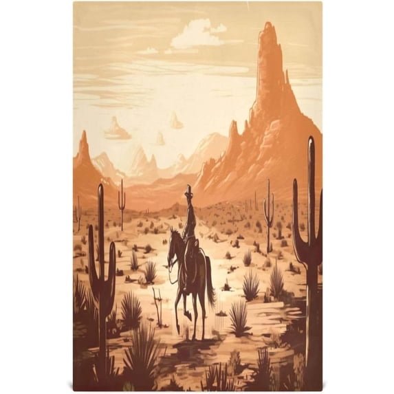 SKYSONIC Vintage Western Cowboy Kitchen Towels, 18 x 28 Inch Super Soft and Absorbent Dish Cloths for Washing Dishes, 1 PCS Reusable Multi-Purpose Microfiber Hand Towels for Kitchen