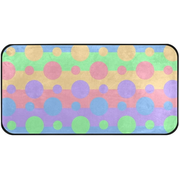 SKYSONIC Vivid Polka Dot Area Rug 39x20 in, Stain Resistant Carpet Throw Rug with Elastic Cotton Interlayer for Kitchen Bathroom Living Room Bedroom