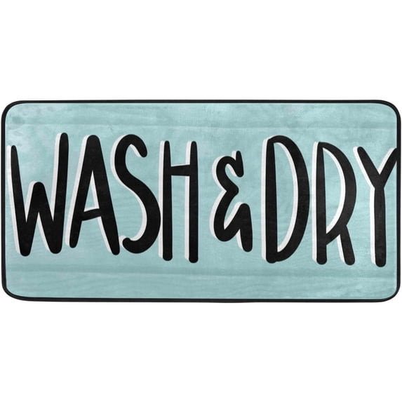 SKYSONIC Wash Dry Laundry Kitchen Mats Washable Long Floor Runner Rug Non-Slip Fatigue Area Rugs Wooden Absorbent Doormat Cushioned for Farmhouse Home Bath Indoor Outdoor Decor 39x20 in