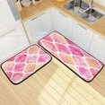 thumbnail image 1 of SKYSONIC Watercolor Ethnic Style Kitchen Rugs and Mats 2 Pcs, Pink Non-Slip Floor Runner Mat for Living Room Bedroom Dorm Hallyway Home Decor 19.7"x27.6"+19.7"x47.2", 1 of 7