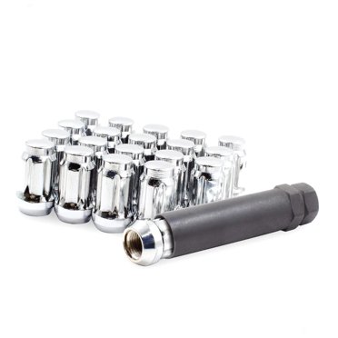 20-Piece Coyote Tuner Spline Lug Nut Set – 12x1.25 Chrome Acorn + Free Removal Tool