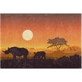 thumbnail image 1 of SKYSONIC Wild African Rhino Bath Mat Set Soft High Absorbent Non Slip Rectangular Bath Rug+U-Shaped Toilet Mat,24"x16"+24"x20", 1 of 7