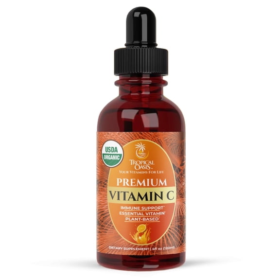 Tropical Oasis Vitamin C Drops for Adults & Kids, Premium Liquid Vitamin Supplement, Tropical Banana Flavor, 4 fl oz, 60 Servings