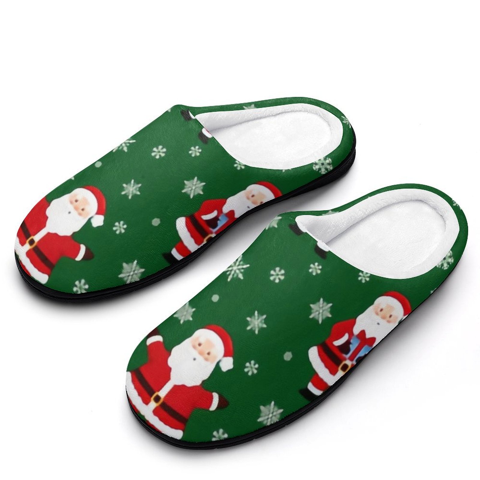 SKYSONIC Winter Warm Cotton House Slippers for Men, Christmas Pattern