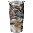 thumbnail image 1 of SKYSONIC Wolf Tumbler Stainless Steel Double Wall Vacuum Reusable Insulated Mug with Straw and Built-in Coaste for Cold and Hot Beverages, 20oz, 1 of 7