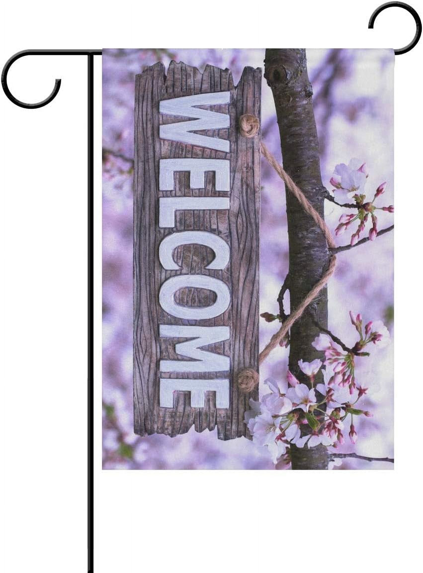 SKYSONIC Wood Welcome Sign Double-Sided Printed Garden House Sports ...