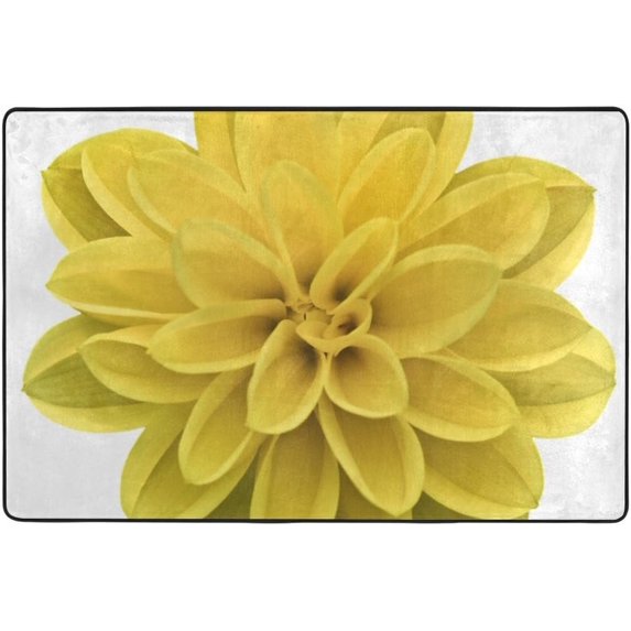 SKYSONIC Yellow Flower Area Rug Pad48"x63", 100% Light Weight Polyester Fabric for Living Bedroom