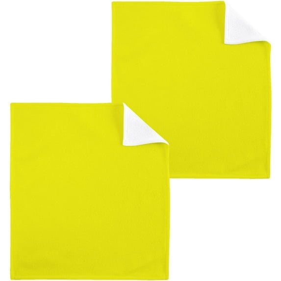 SKYSONIC Yellow Solid Color Cotton Washcloths Set of 2, Highly Absorbent Soft Fingertip Towel for Bathroom, Gym, Hotel and Spa, 12 x 12 Inch