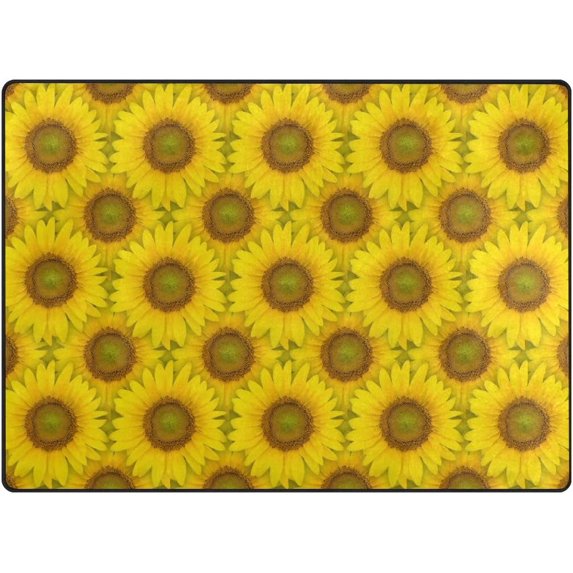 SKYSONIC Yellow Sunflower Pattern Lightweight Carpet Mats Area Soft Rugs Floor Mat Rug Home Decoration for Kids Room Living Room 80 x 58 inches