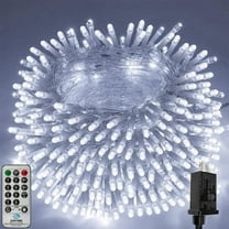 SKYUSE 49.2FT 130 LED Christmas Lights Outdoor Waterproof 8 Modes Indoor Christmas String Lights Cool White Christmas Tree Lights Plug in Remote for Room Bedroom Wedding Party Holiday Decorations