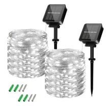 SKYUSE Outdoor Solar String Lights Waterproof, Total 260 LED 98.4Ft 8 Modes Upgraded Oversize Lamp Beads & Super Bright Solar Fairy Lights for Outside Tree Wedding Decorations, 2-Pack White