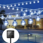 SKYUSE Solar String Lights Outdoor Waterproof, 46FT 100LEDs Crystal Globe Solar Fairy Lights with 8 Modes for Outside Garden Tree Patio Party Christmas Decorations(White)