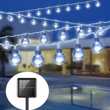 SKYUSE Solar String Lights Outdoor Waterproof, 46FT 100LEDs Crystal Globe Solar Fairy Lights with 8 Modes for Outside Garden Tree Patio Party Christmas Decorations(White)