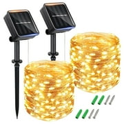 SKYUSE Solar String Lights Outdoor Waterproof, 2 Packs Total 78Ft 200 LED Solar Fairy Lights with 8 Modes for Outdoor Patio Yard Tree Wedding Party(Warm White)