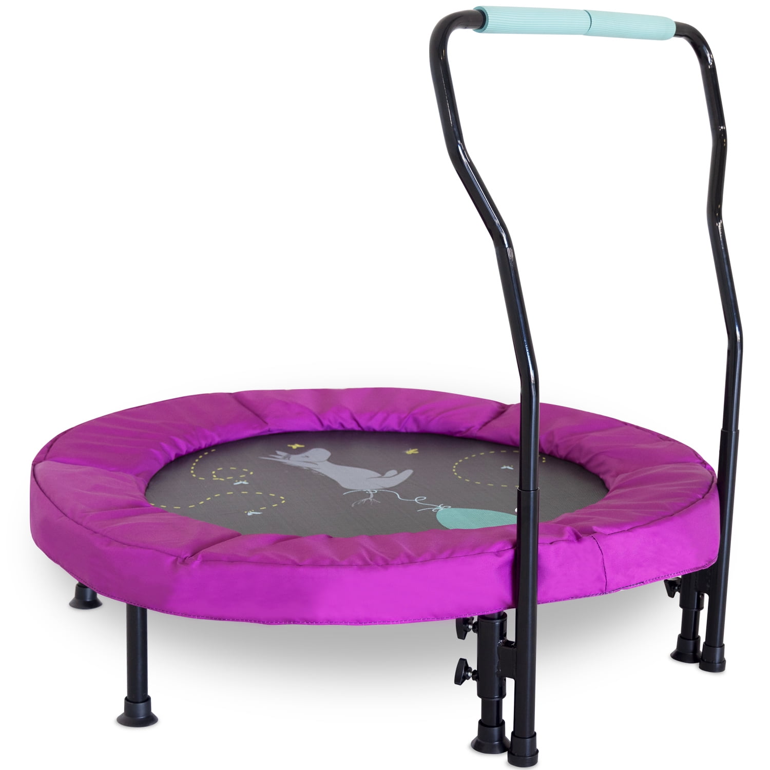 36-Inch Purple Kids' Round Mini Trampoline with Handlebar