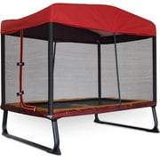 Skywalker Trampolines 6x4ft Rectangle Trampoline with Safety Enclosure Net - Indoor/Outdoor Mini Trampoline for Kids & Toddlers, Durable Steel Frame (Red)​
