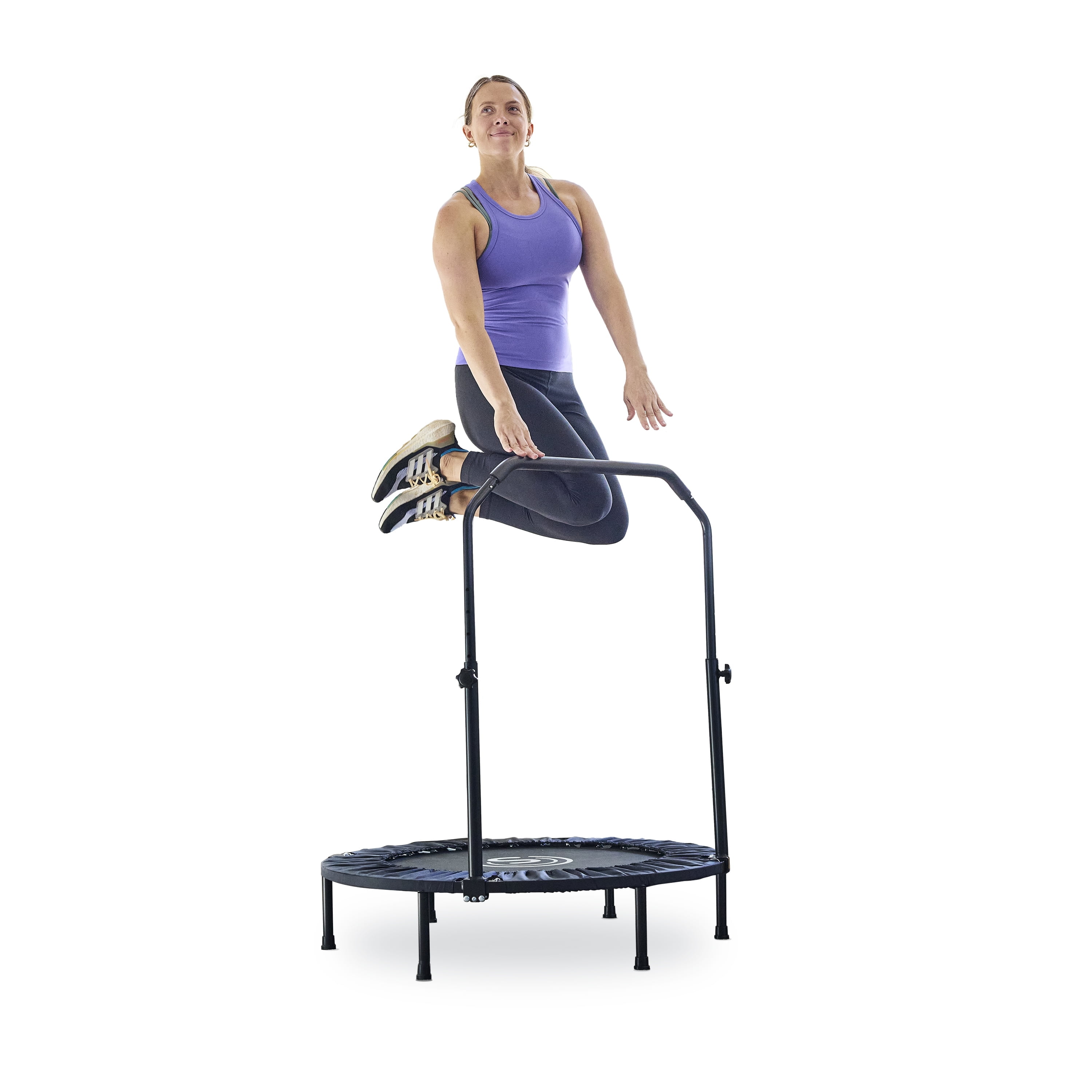 40" Black Powder-Coated Steel Fitness Trampoline with Adjustable Handle