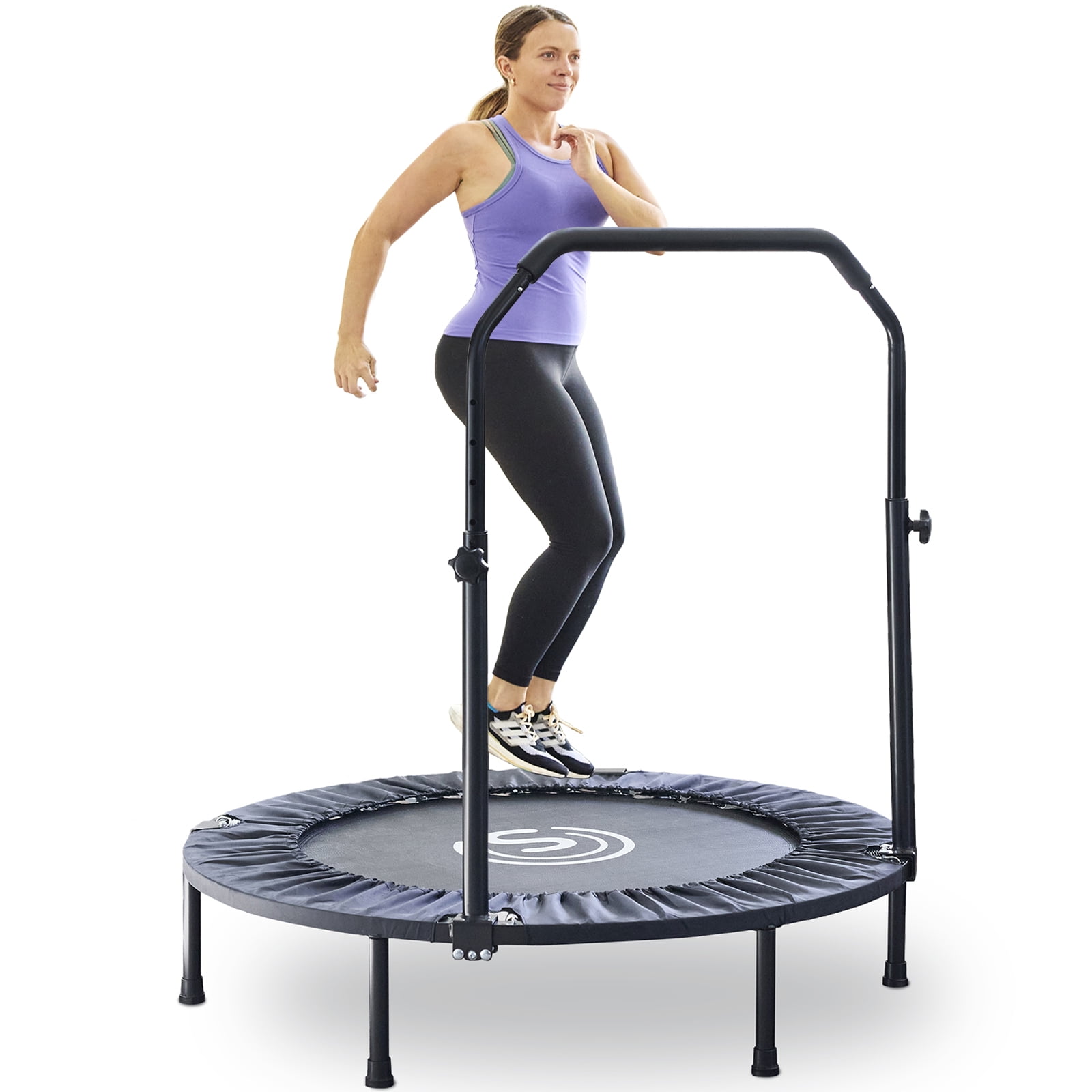 40" Black Powder-Coated Steel Fitness Trampoline with Adjustable Handle