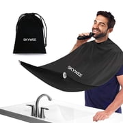 SKYWEE Beard Bib Apron for Men, Mens Hair Catcher for Shaving, Trimming - Grooming Accessories & Gifts for Dad or Husband, Black