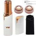thumbnail image 1 of SKYWEE Facial Hair Remover with LED Light USB Rechargeable, 2 x Replacement Heads Included, Painless Waterproof Shaver Razor for Peach Fuzz Fine Hair/Chin/Cheek/Upper Lip(White), 1 of 6