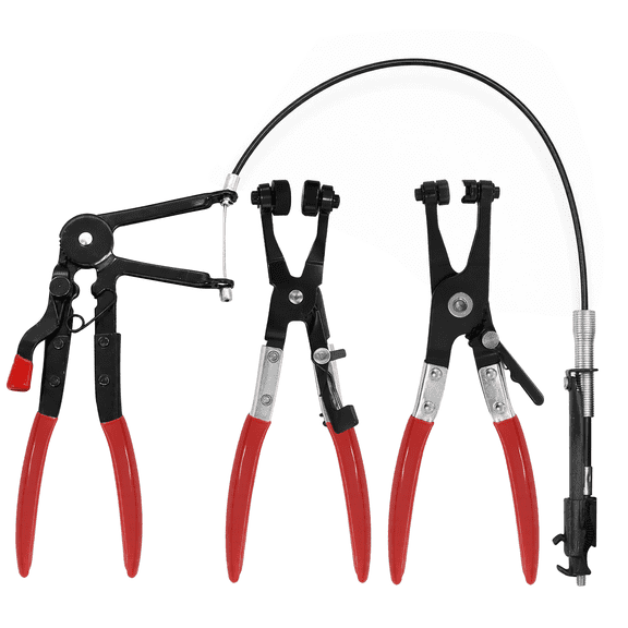 SKYWEE Hose Clamp Pliers Set of 3, Automotive Hose Clamp Tool Set, Long Reach and 45° Angled Pliers for Coolant, Radiator and Fuel Hoses