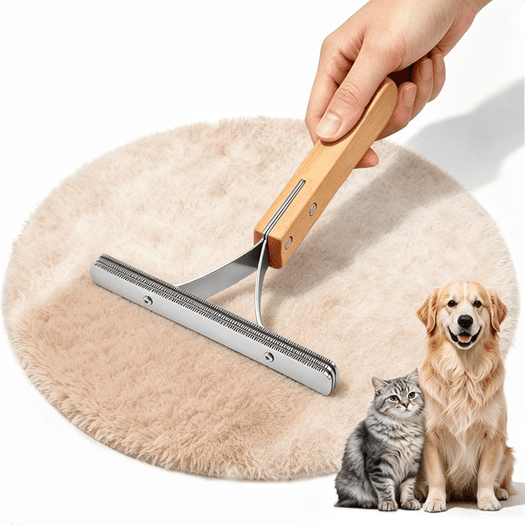 SKYWEE Pet Hair Removal Tool Handheld 3-Tier, Multi-Fabric Edge Carpet Rake Reusable Dog and Cat Hair Remover for Couch, Rugs, Pet Towers, Car Trunks