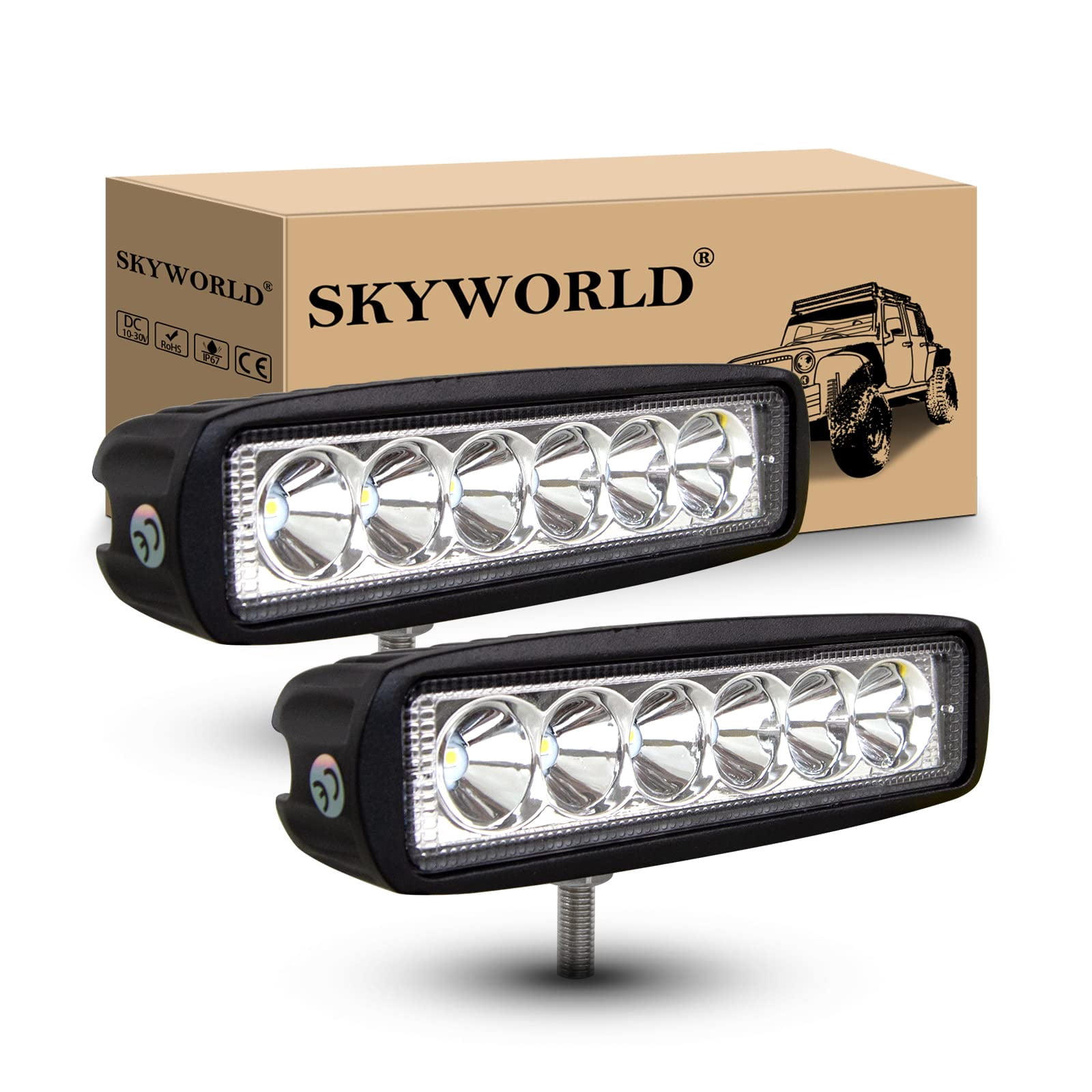 SKYWORLD 2 Pieces 6 KEF16 inch 18W Spot LED Work Lights Fog Lamp Off ...