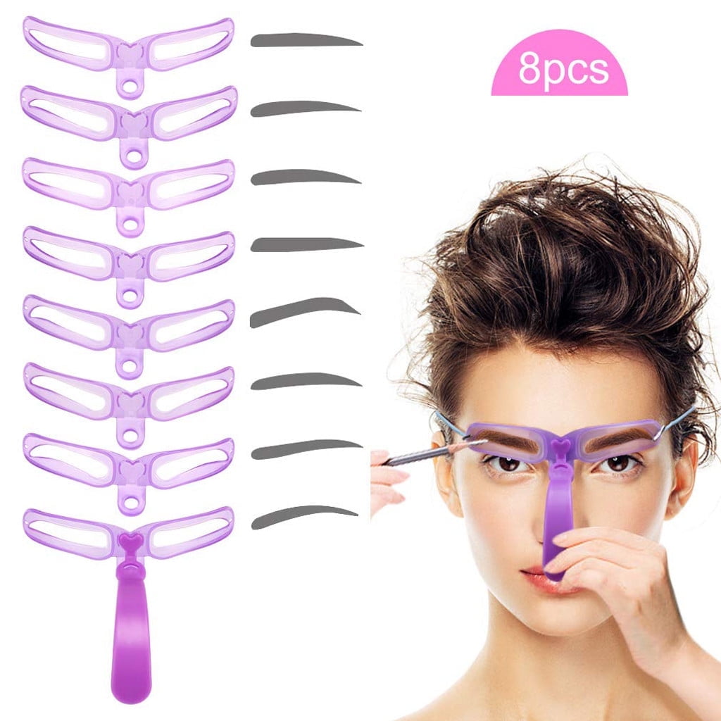 SKYWXHN-8 Sets Eyebrow Shaping StencilS Eye Brow Guide Template Kit Makeup DIY Tool