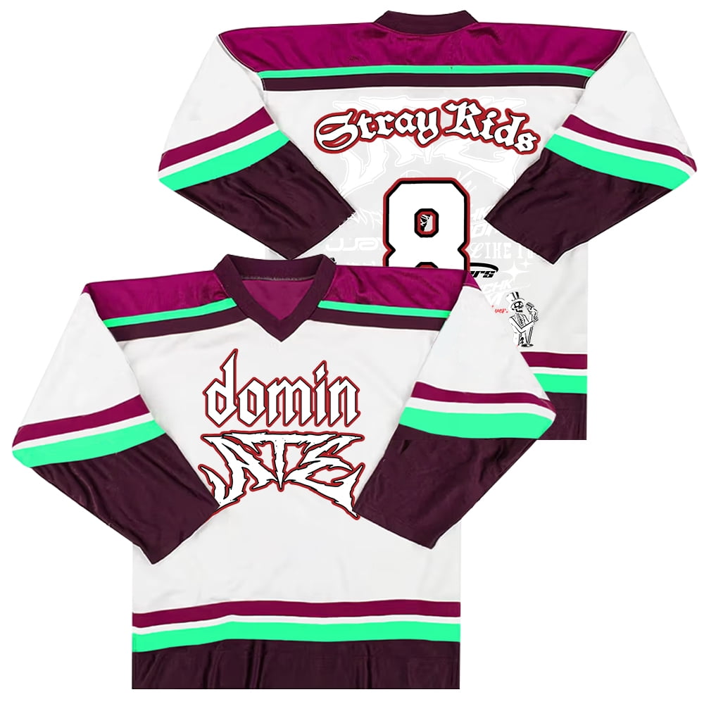 SKZ Stray Kids 8 Jersey Dominate World Tour Merch V-neck Tee