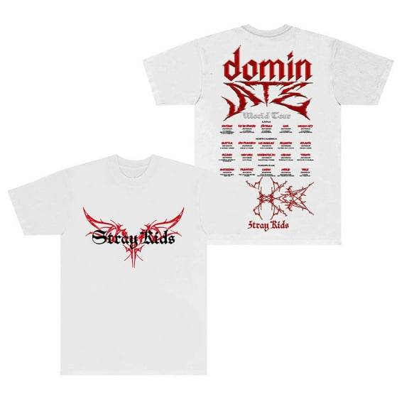 SKZ Stray Kids Dominate World Tour Dates T-Shirts Cosplay Women Men Fashion Kpop Short Sleeve Tee