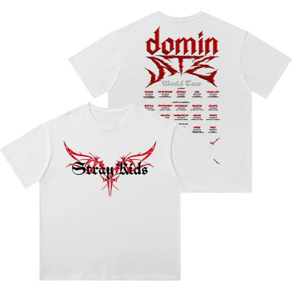SKZ Stray Kids Dominate World Tour Dates Vintage Wash Tee Unisex Fashion Kpop Short Sleeve T-Shirts