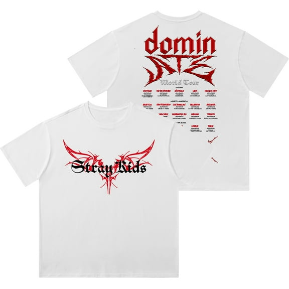 SKZ Stray Kids Dominate World Tour Dates Vintage Wash Tee Unisex Fashion Kpop Short Sleeve T-Shirts
