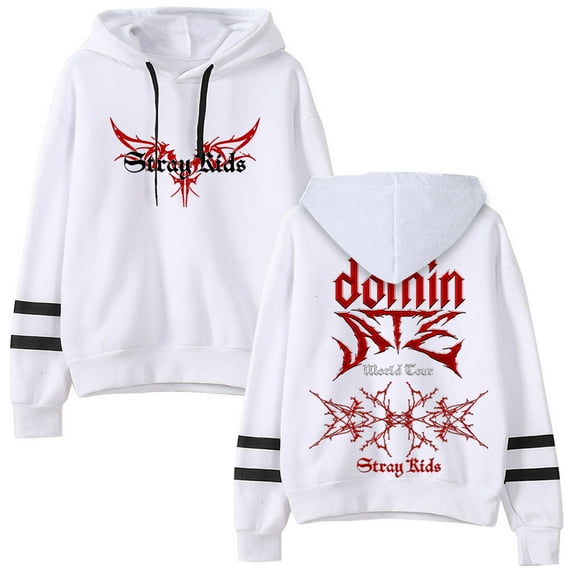 SKZ Stray Kids Dominate World Tour Logo Pullover Hoodies Pocketless Parallel Bars Sleeve Streetwear