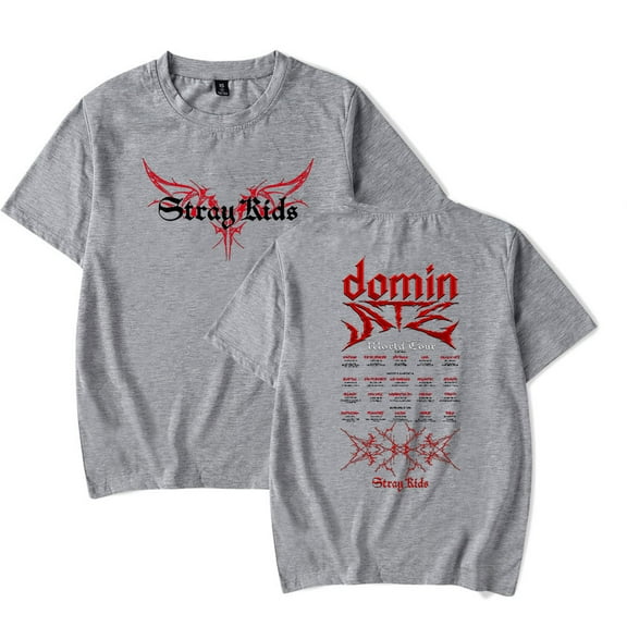 SKZ Stray Kids Dominate World Tour Merch T-shirt men's and women's fashionable round neck casual short sleeved T-shirt for the street