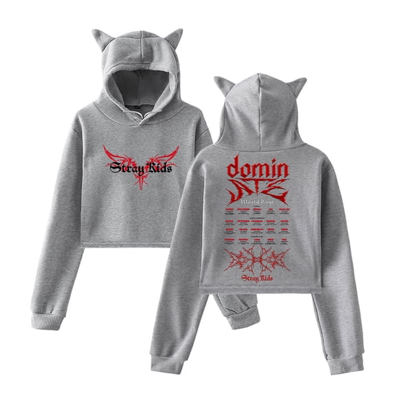 SKZ Stray Kids Dominate World Tour Pullover Female Cat Ears Hoodie Long Sleeve Top Women's Clothes